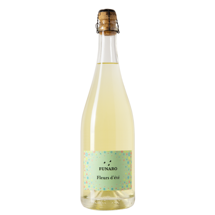 Bottiglia di Fleurs d'Été, vino bianco frizzante, siciliano biologico, di Cantina Funaro